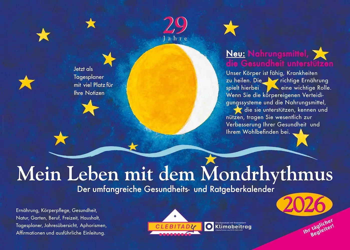Cover: 9783932547195 | Mein Leben mit dem Mondrhythmus 2026 | Taschenkalender | Edith Stadig