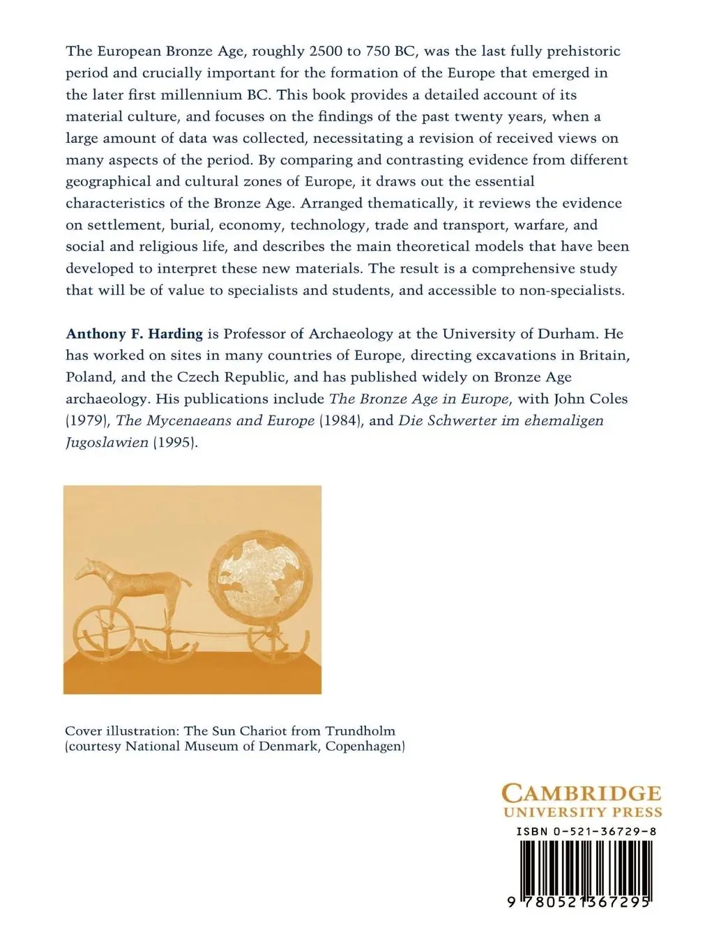 Rückseite: 9780521367295 | European Societies in the Bronze Age | A. F. Harding (u. a.) | Buch