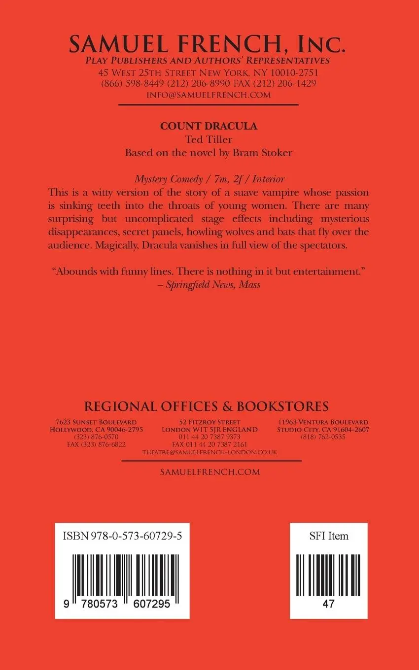 Rückseite: 9780573607295 | Count Dracula | Ted Tiller | Taschenbuch | Kartoniert / Broschiert