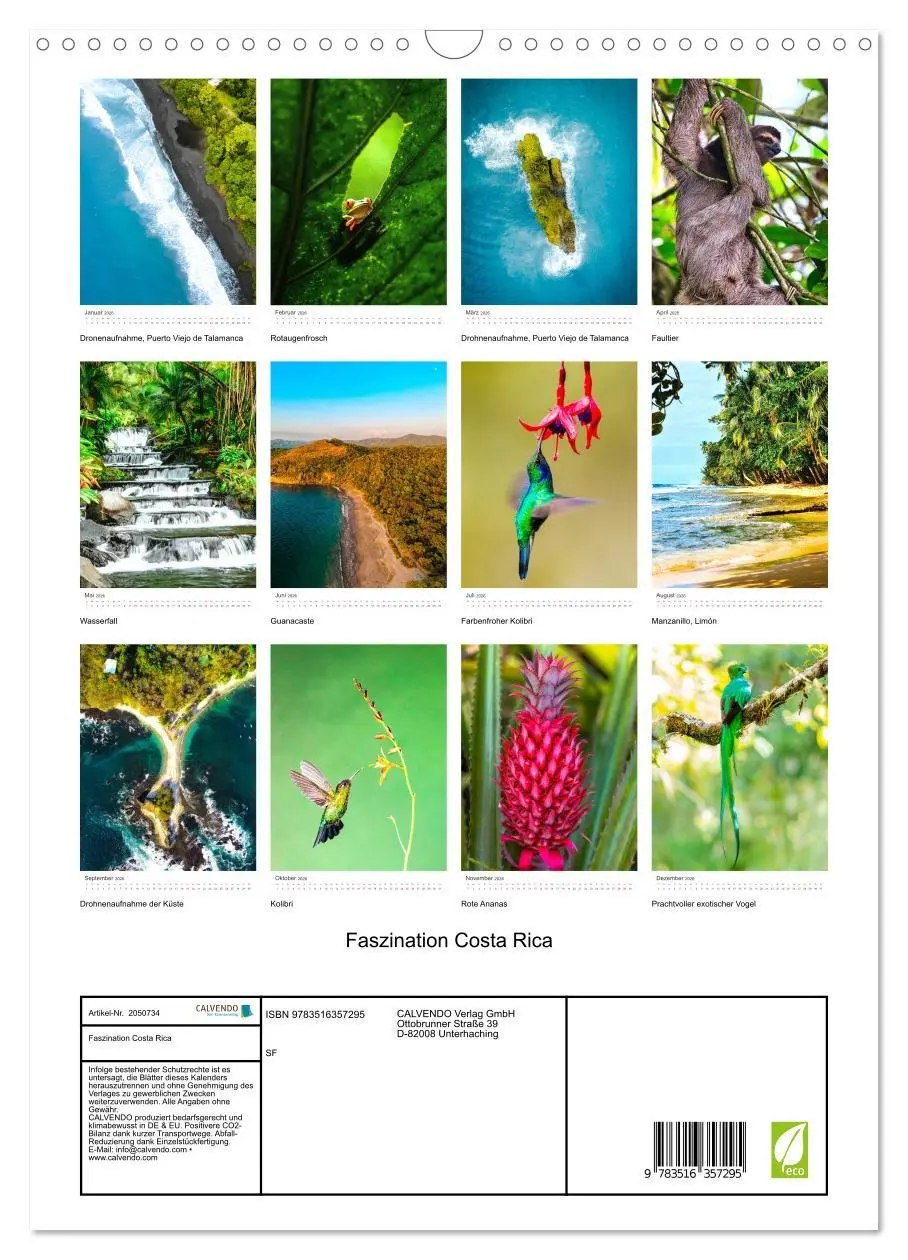 Bild: 9783516357295 | Faszination Costa Rica (Wandkalender 2026 DIN A3 hoch), CALVENDO...