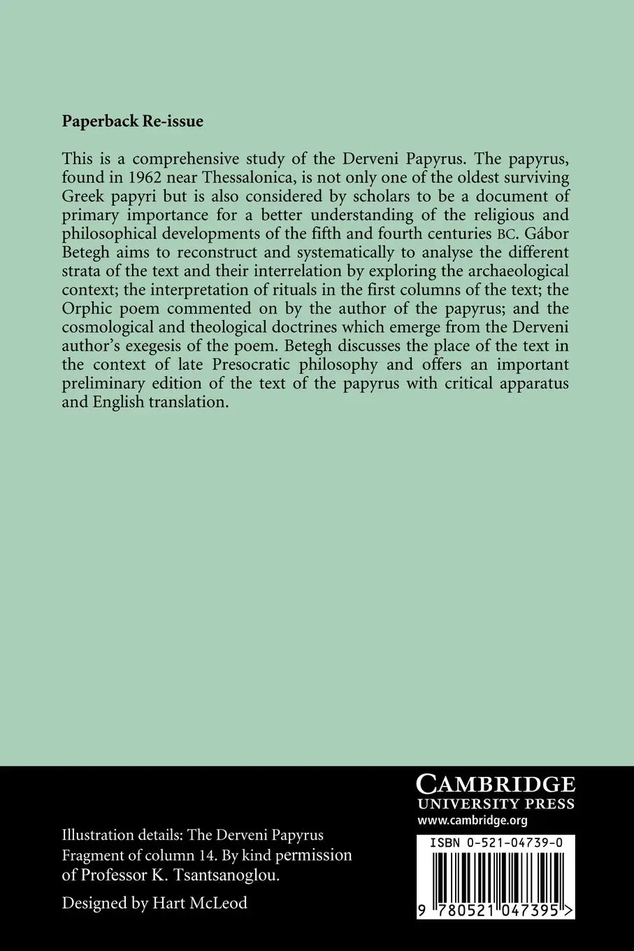 Rückseite: 9780521047395 | The Derveni Papyrus | Cosmology, Theology and Interpretation | Buch