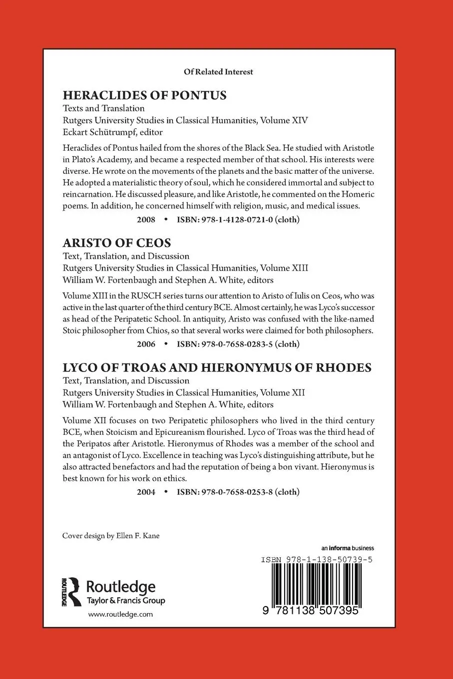 Rückseite: 9781138507395 | Aristoxenus of Tarentum | Texts and Discussion | Carl Huffman | Buch
