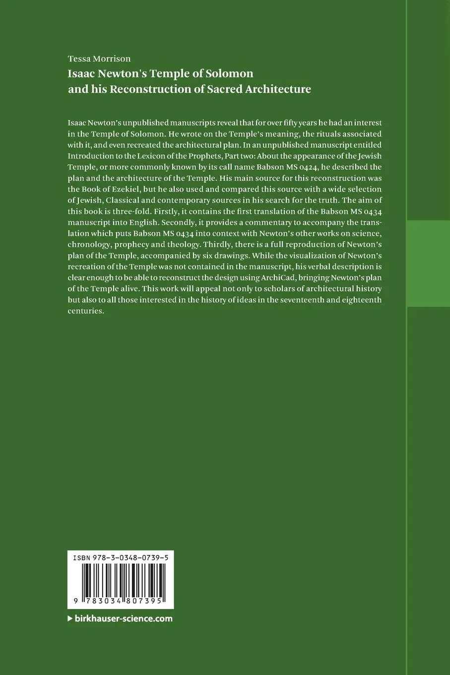 Rückseite: 9783034807395 | Isaac Newton's Temple of Solomon and his Reconstruction of Sacred...