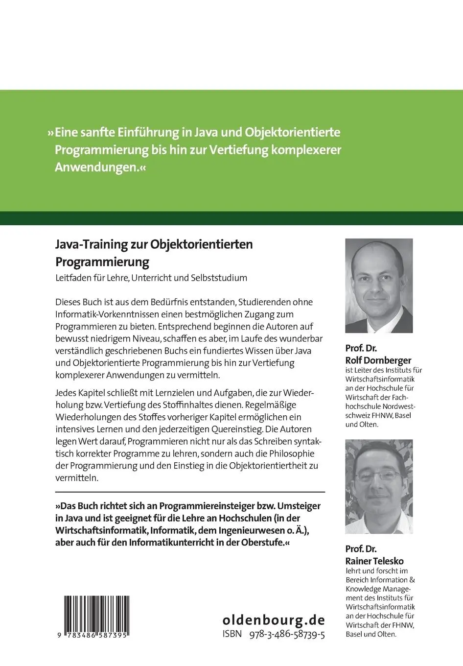 Rückseite: 9783486587395 | Java-Training zur Objektorientierten Programmierung | Telesko (u. a.)