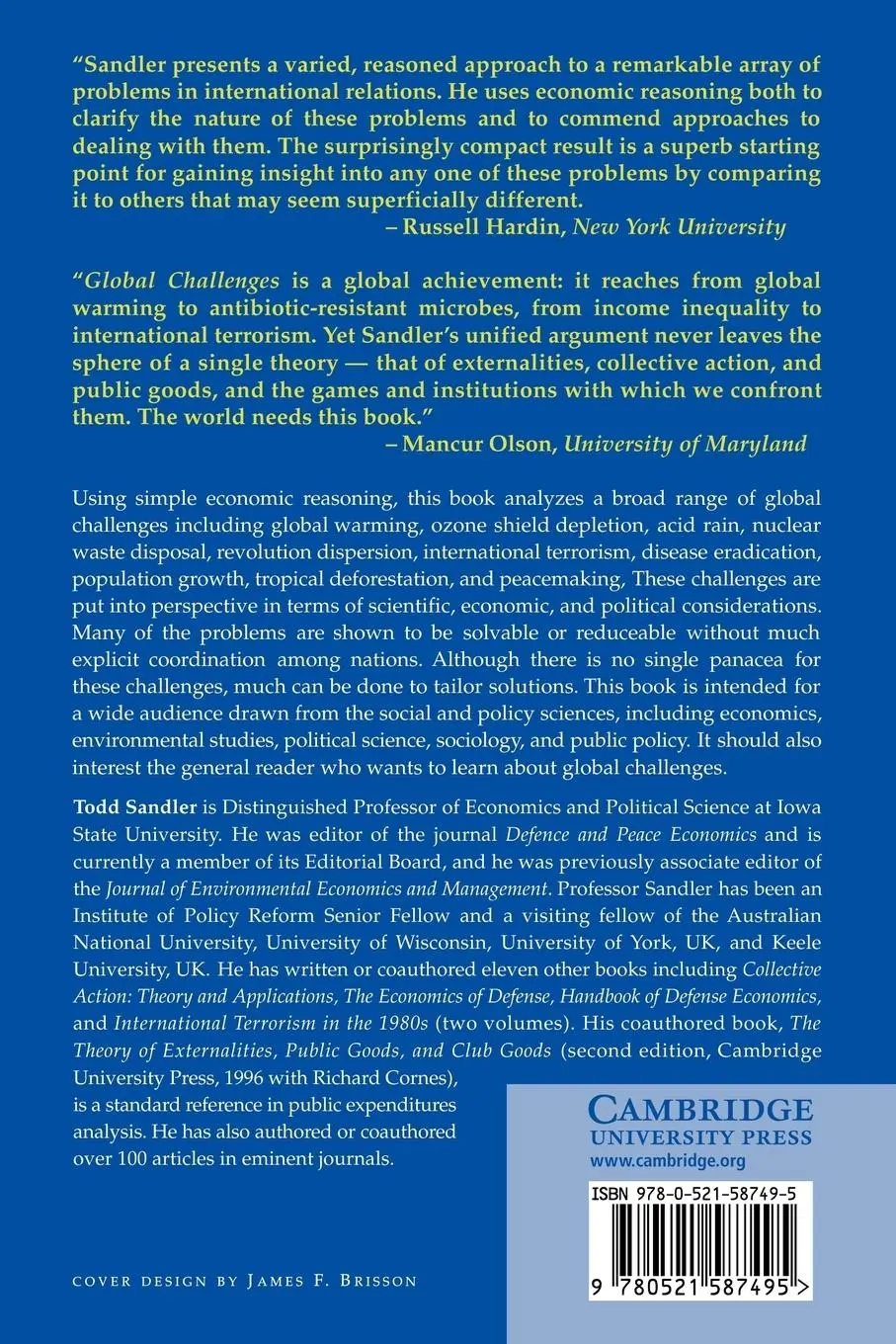Rückseite: 9780521587495 | Global Challenges | Todd Sandler | Taschenbuch | Englisch | 2010