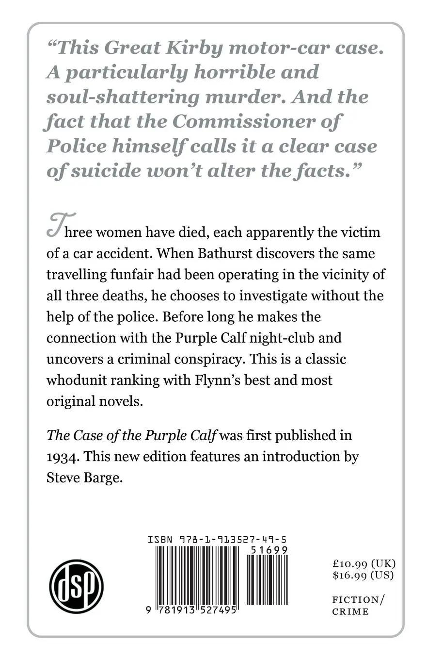 Rückseite: 9781913527495 | The Case of the Purple Calf | An Anthony Bathurst Mystery | Flynn