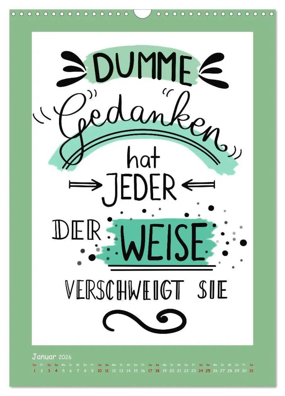 Bild: 9783516267495 | Nachgedacht-Sprüche und Zitate (Wandkalender 2026 DIN A3 hoch),...