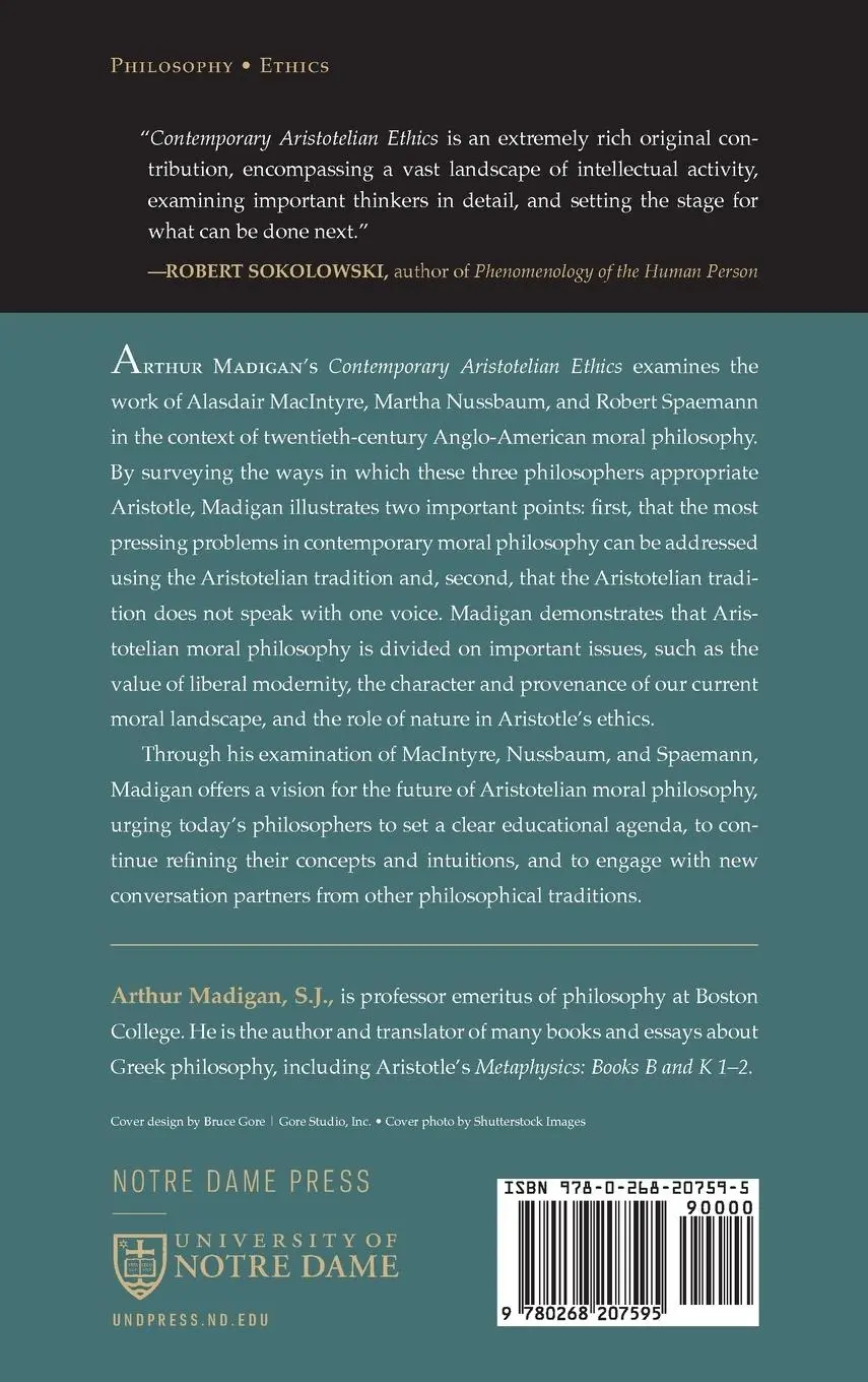 Rückseite: 9780268207595 | Contemporary Aristotelian Ethics | Arthur Madigan S. J. | Buch | 2024