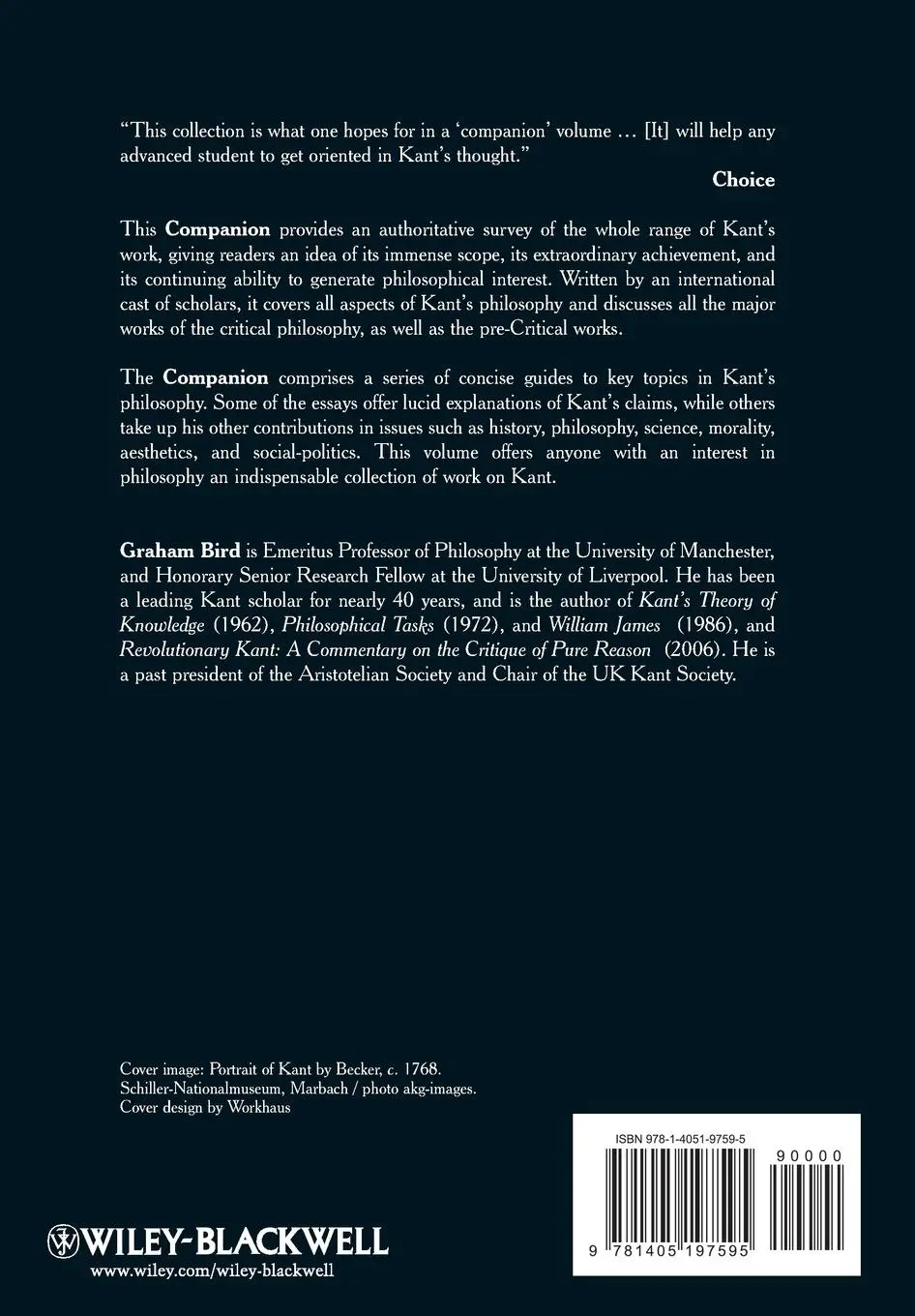 Rückseite: 9781405197595 | A Companion to Kant | Graham Bird | Taschenbuch | 546 S. | Englisch