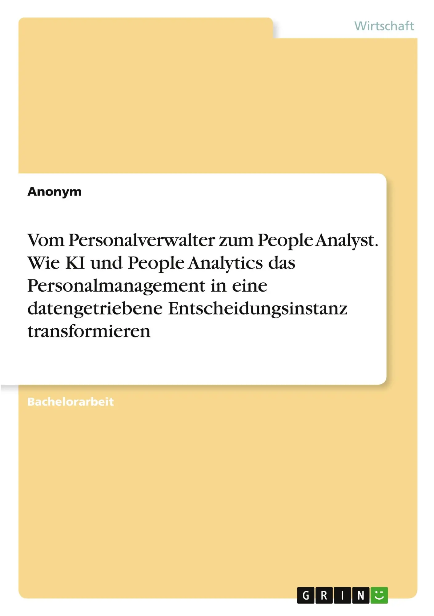 Cover: 9783389167595 | Vom Personalverwalter zum People Analyst. Wie KI und People...