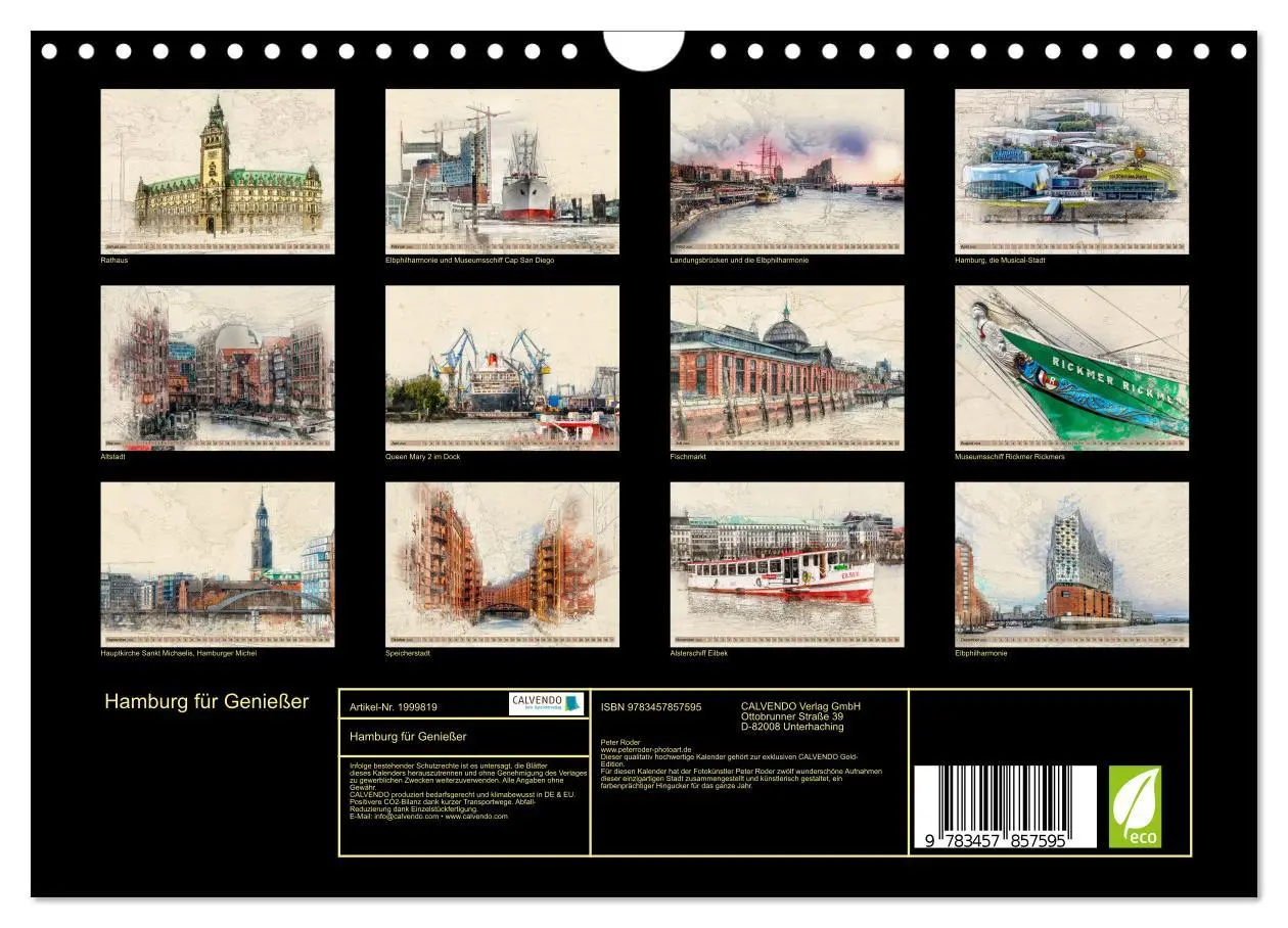 Bild: 9783457857595 | Hamburg für Genießer (Wandkalender 2026 DIN A4 quer), CALVENDO...