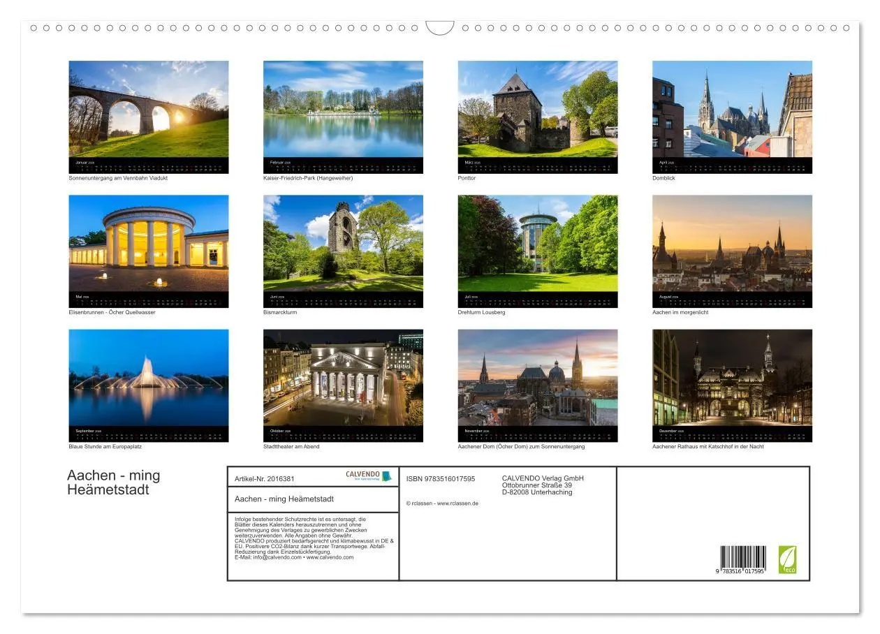 Bild: 9783516017595 | Aachen - ming Heämetstadt (Wandkalender 2026 DIN A2 quer), CALVENDO...