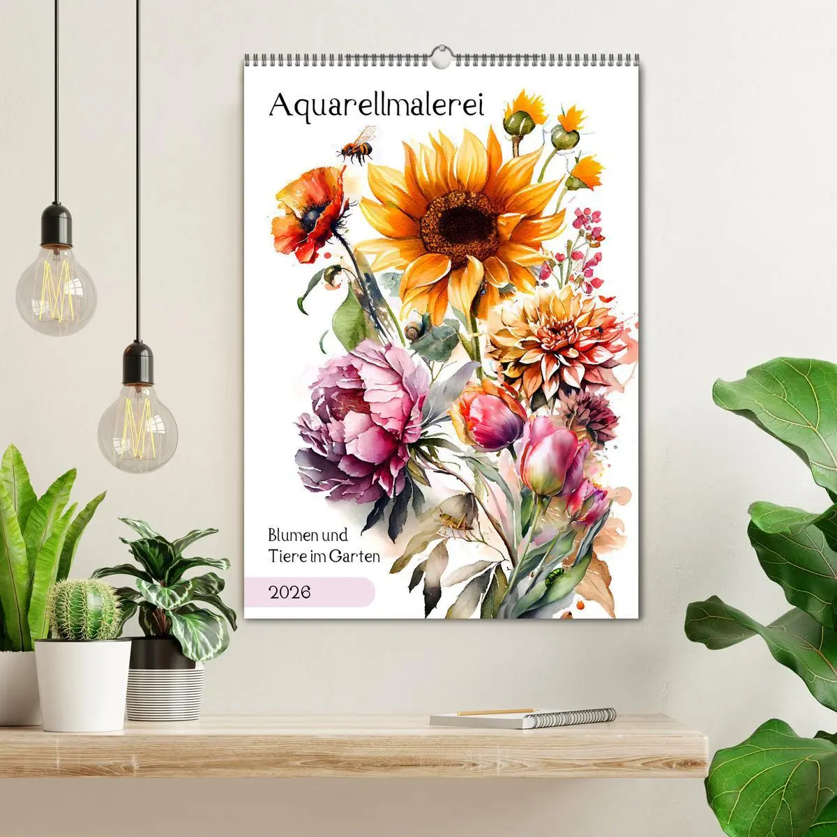 Bild: 9783516327595 | Aquarellmalerei - Blumen und Tiere im Garten (Wandkalender 2026 DIN...