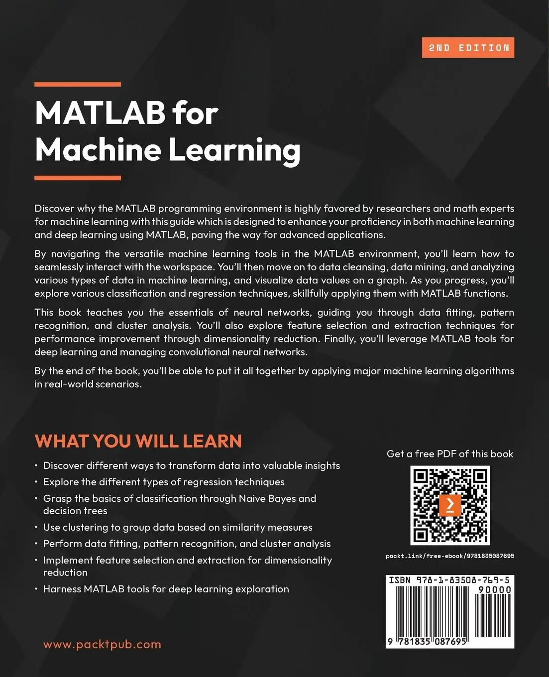 Rückseite: 9781835087695 | MATLAB for Machine Learning - Second Edition | Giuseppe Ciaburro