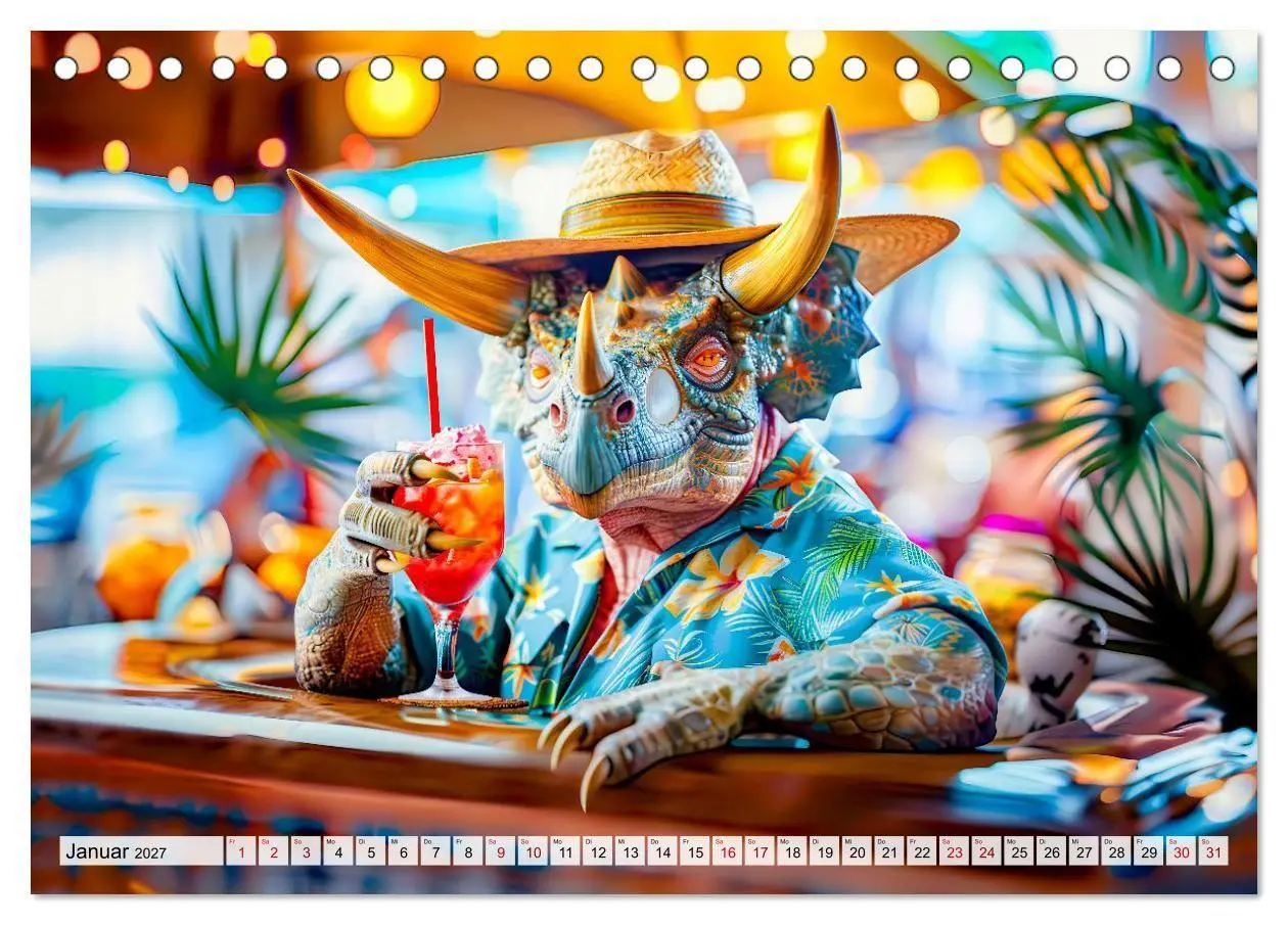Bild: 9783516937695 | Dinosaurier Sommer - Urzeitlich witzige Strandparty (Tischkalender...