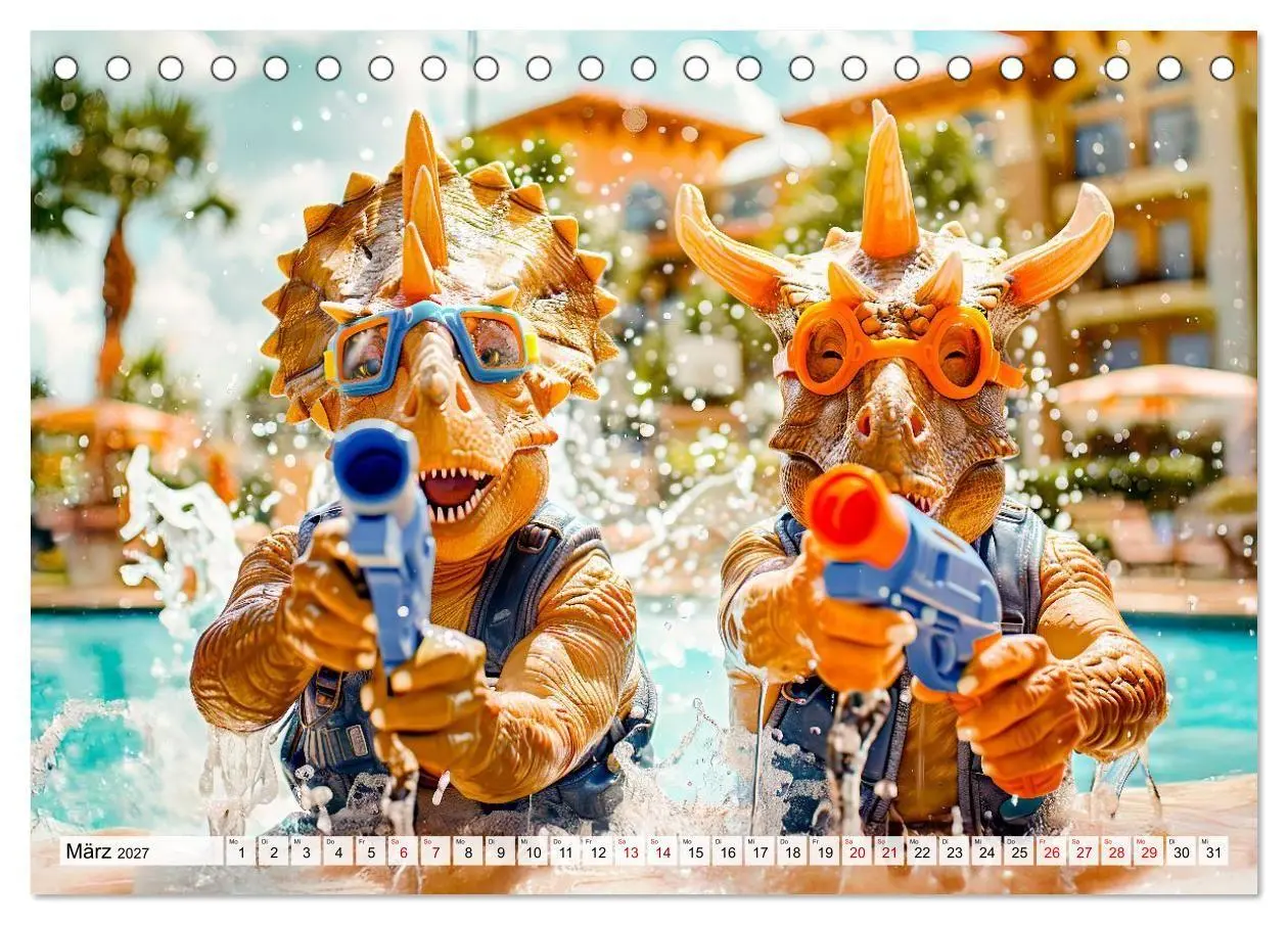 Bild: 9783516937695 | Dinosaurier Sommer - Urzeitlich witzige Strandparty (Tischkalender...