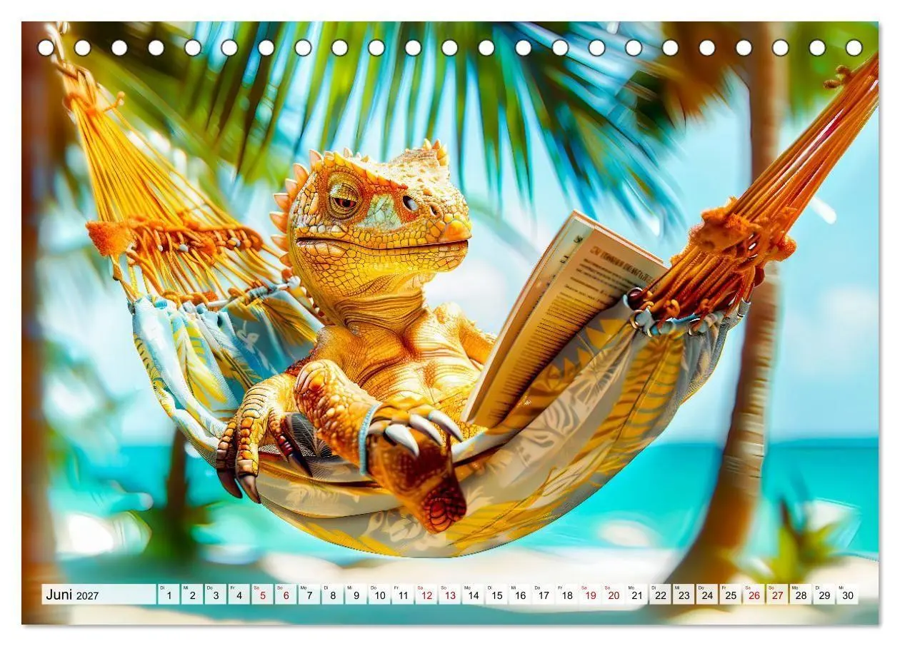 Bild: 9783516937695 | Dinosaurier Sommer - Urzeitlich witzige Strandparty (Tischkalender...