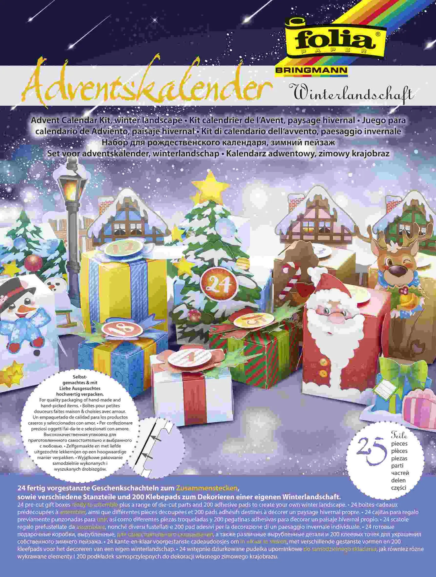 Cover: 4001868097795 | Folia Adventskalender Bastelset Winterlandschaft, 24 Stanzbögen in...