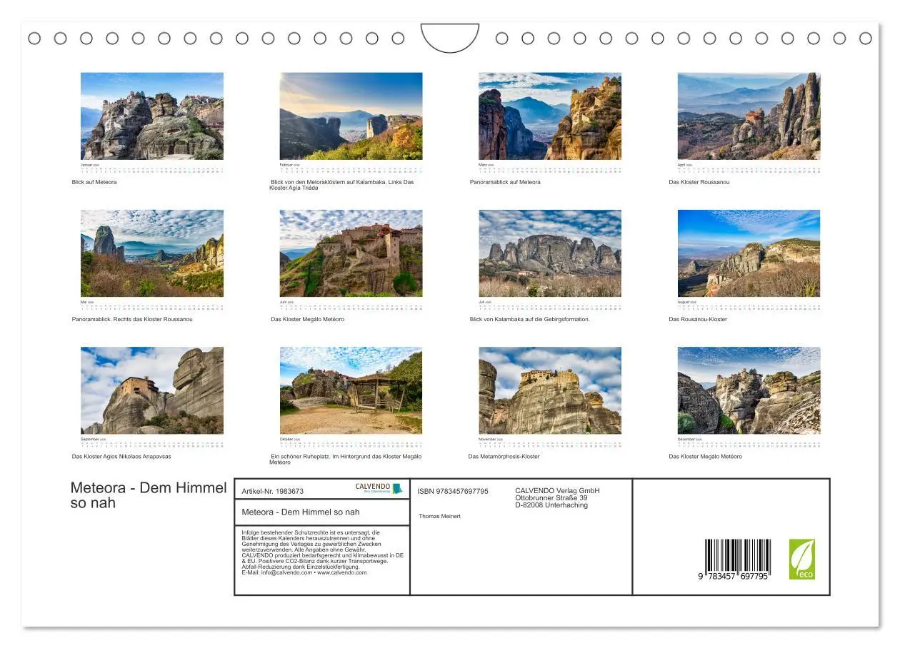 Bild: 9783457697795 | Meteora - Dem Himmel so nah (Wandkalender 2026 DIN A4 quer),...