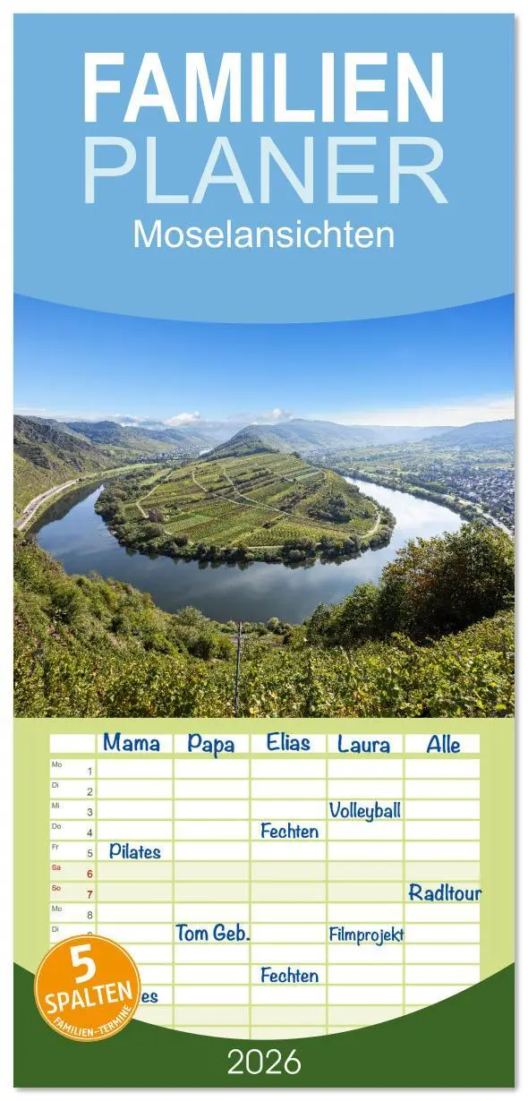 Cover: 9783516617795 | Familienplaner 2026 - Moselansichten mit 5 Spalten (Wandkalender,...