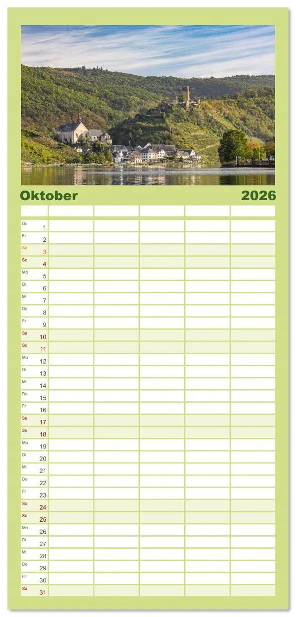 Bild: 9783516617795 | Familienplaner 2026 - Moselansichten mit 5 Spalten (Wandkalender,...