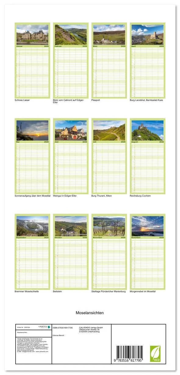 Bild: 9783516617795 | Familienplaner 2026 - Moselansichten mit 5 Spalten (Wandkalender,...