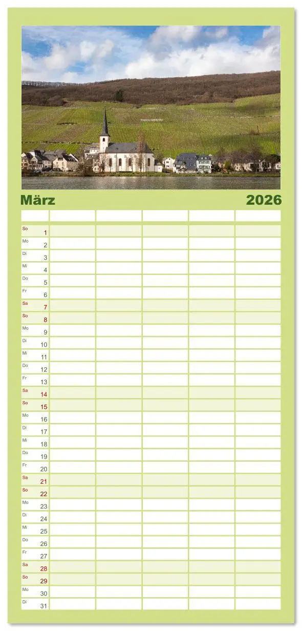 Bild: 9783516617795 | Familienplaner 2026 - Moselansichten mit 5 Spalten (Wandkalender,...