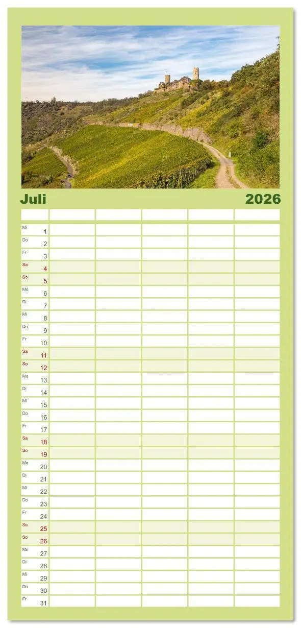 Bild: 9783516617795 | Familienplaner 2026 - Moselansichten mit 5 Spalten (Wandkalender,...