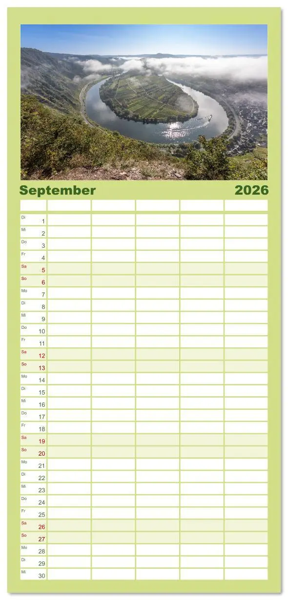 Bild: 9783516617795 | Familienplaner 2026 - Moselansichten mit 5 Spalten (Wandkalender,...