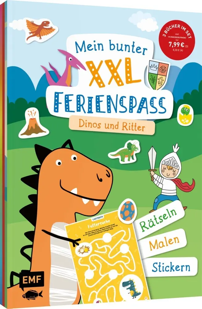 Cover: 9783745927795 | Mein bunter XXL-Ferienspaß: Dinos und Ritter - 3 Kreativbücher im...