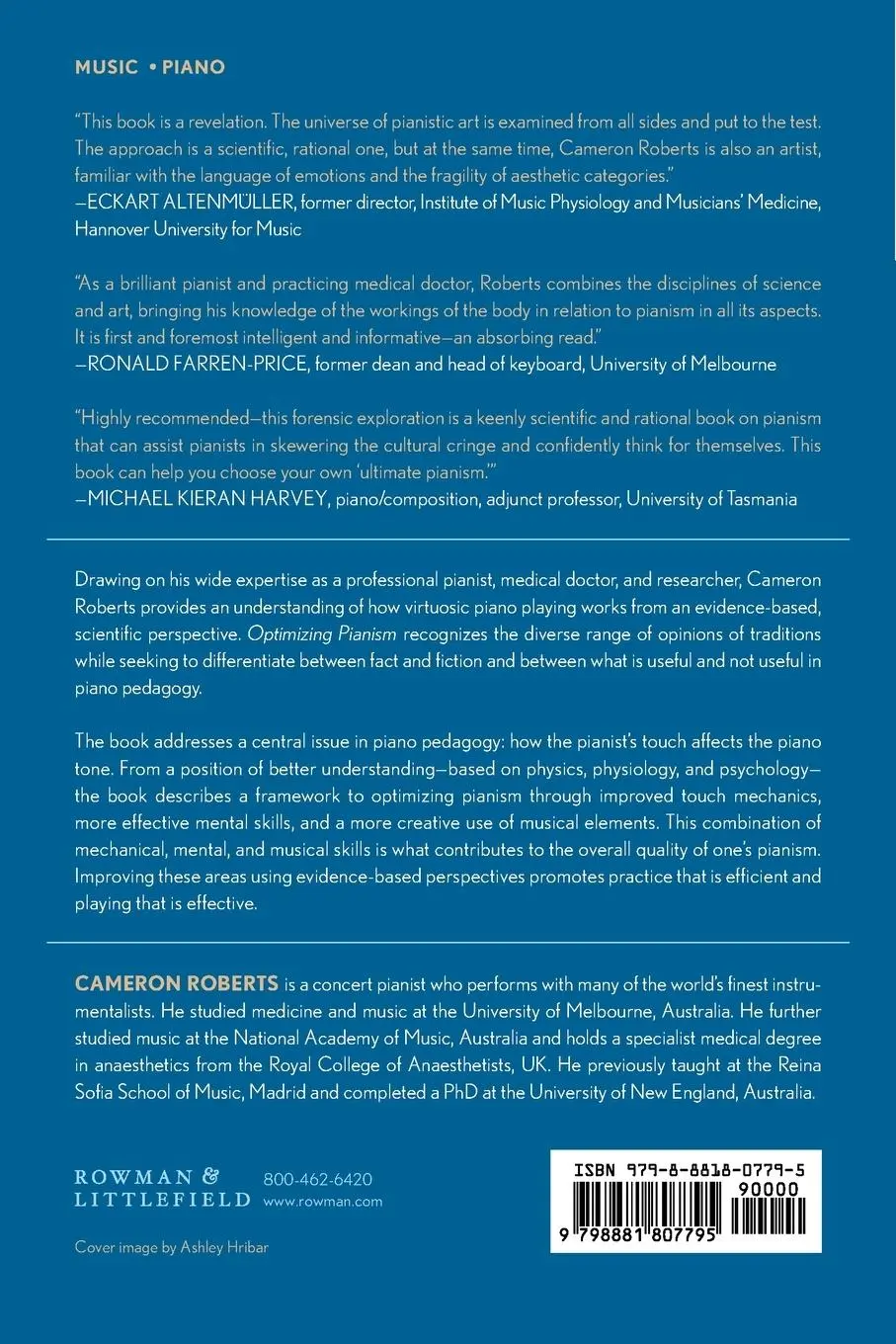 Rückseite: 9798881807795 | Optimizing Pianism | Evidence-Based Perspectives | Cameron Roberts