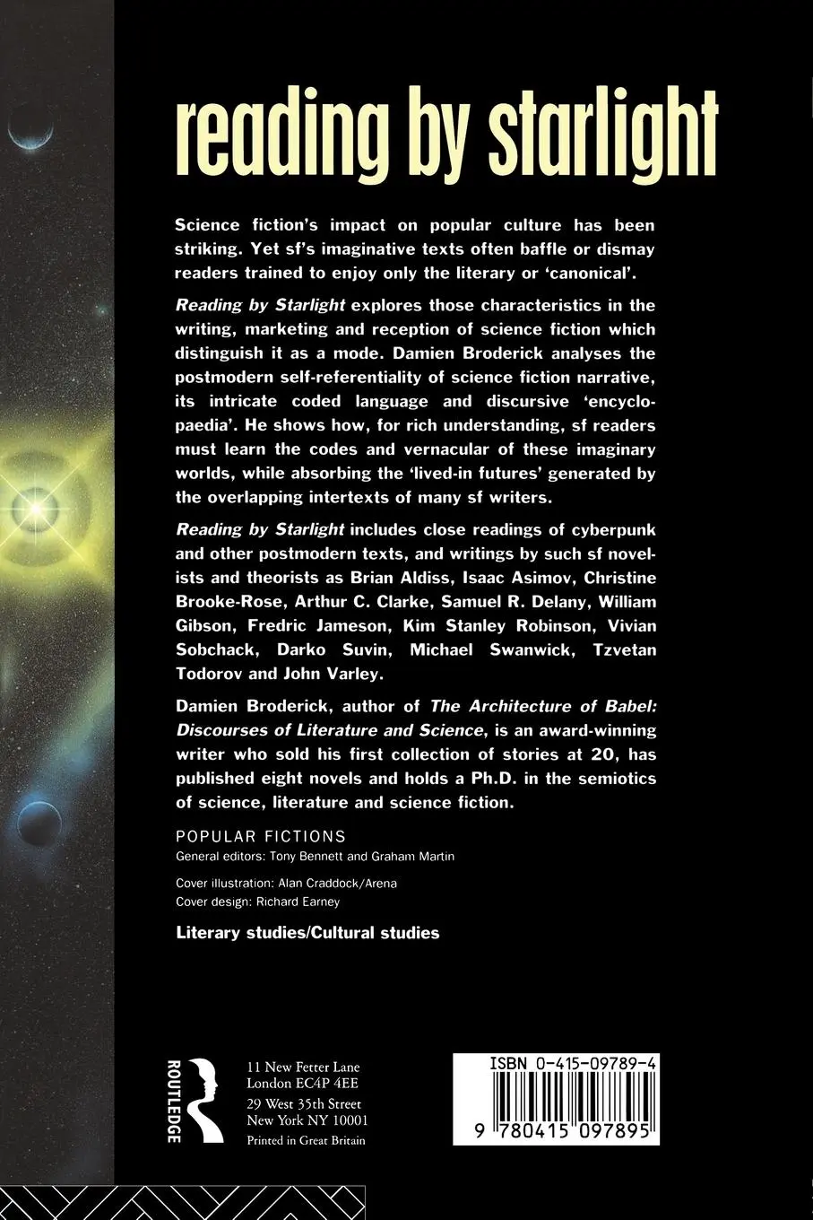 Rückseite: 9780415097895 | Reading by Starlight | Postmodern Science Fiction | Damien Broderick
