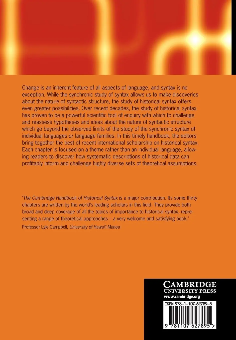 Rückseite: 9781107627895 | The Cambridge Handbook of Historical Syntax | Adam Ledgeway (u. a.)