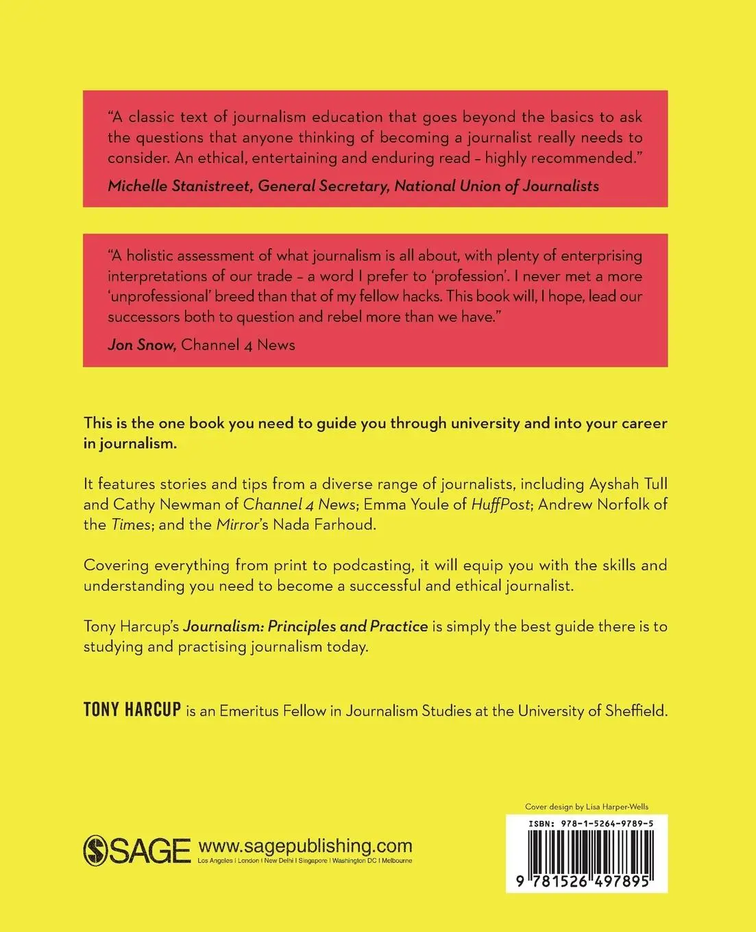 Rückseite: 9781526497895 | Journalism | Principles and Practice | Tony Harcup | Taschenbuch