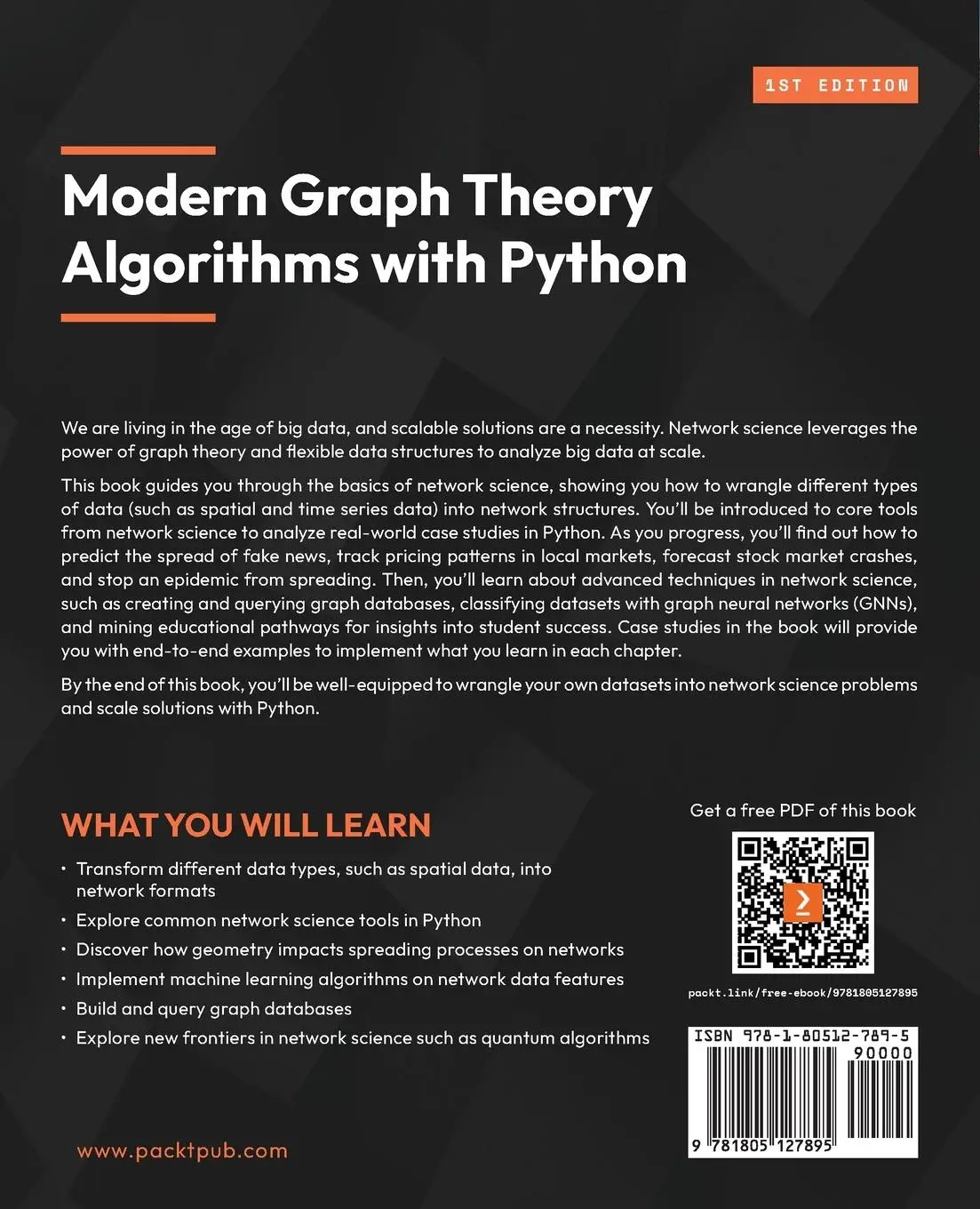 Rückseite: 9781805127895 | Modern Graph Theory Algorithms with Python | Farrelly (u. a.) | Buch