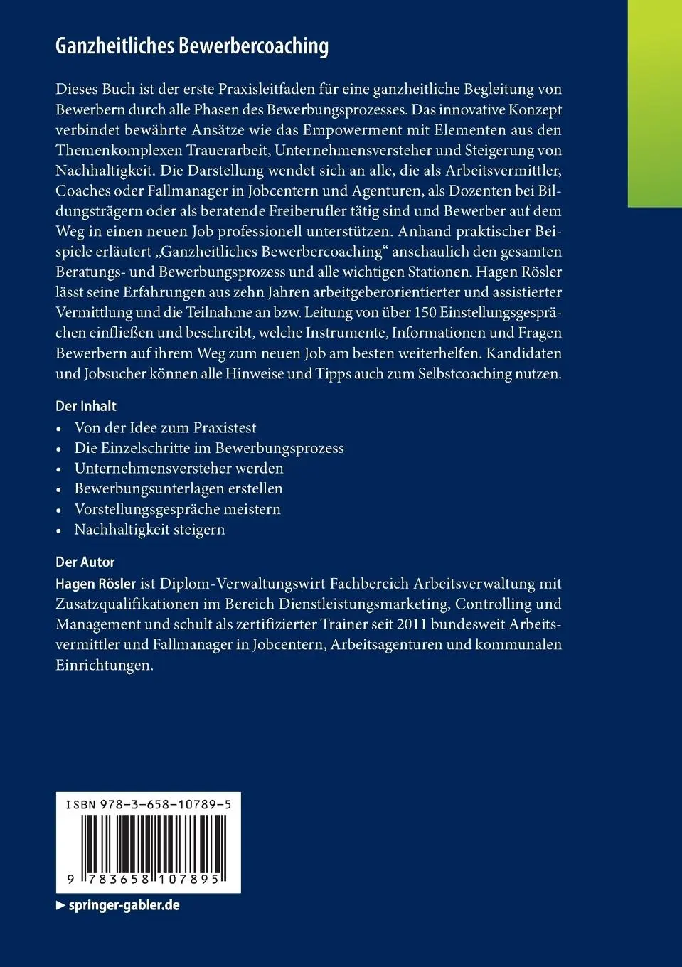 Rückseite: 9783658107895 | Ganzheitliches Bewerbercoaching | Hagen Rösler | Taschenbuch | xi