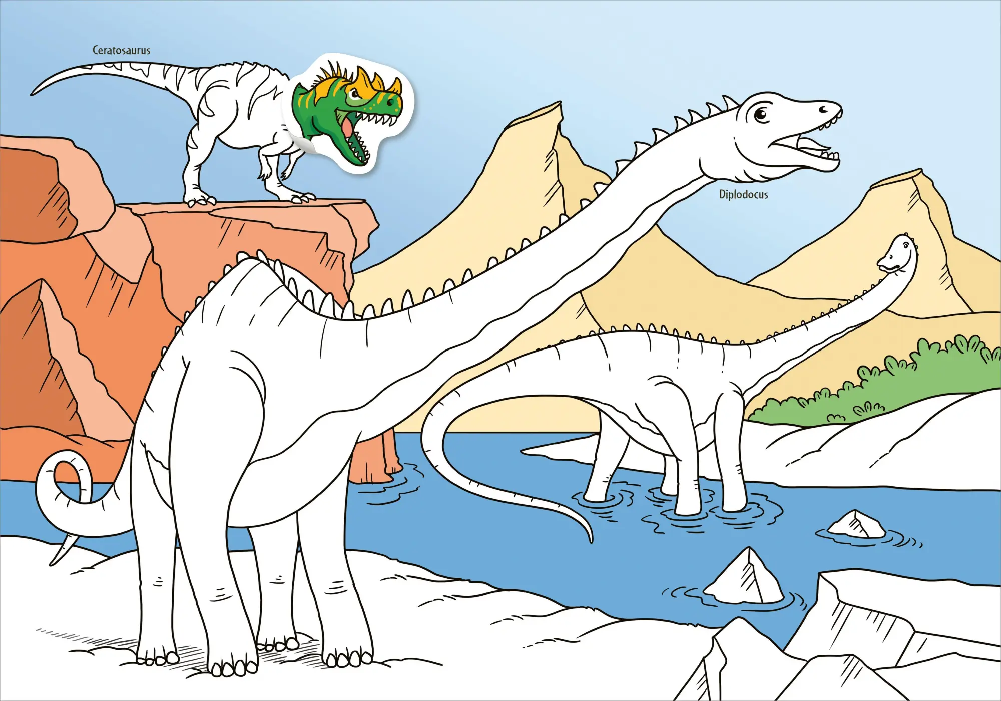 Bild: 9783788647995 | Mein Sticker-Malbuch. Dinosaurier | Mit 25 passgenauen Stickern | Lohr