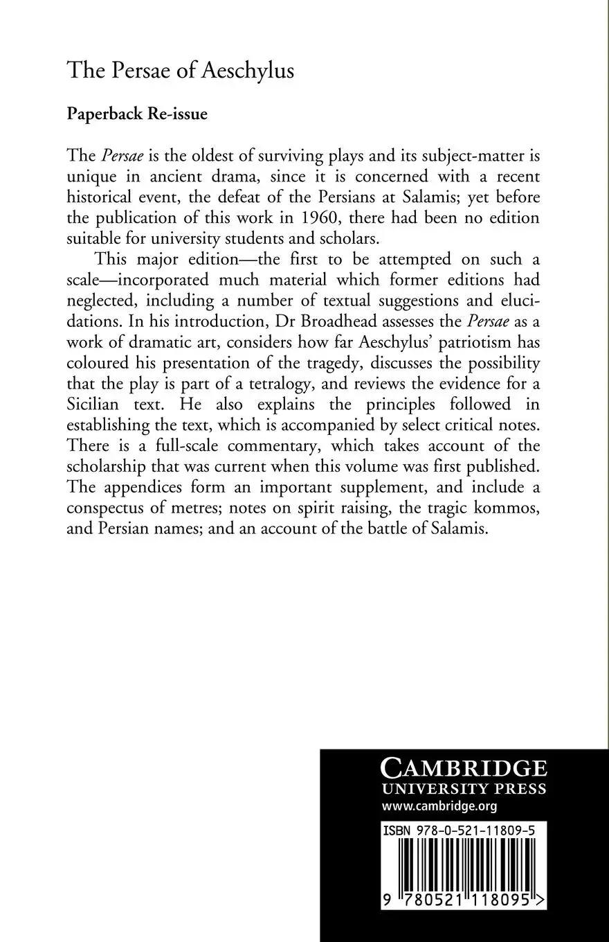 Rückseite: 9780521118095 | The Persae of Aeschylus | Aeschylus | Taschenbuch | Englisch | 2009