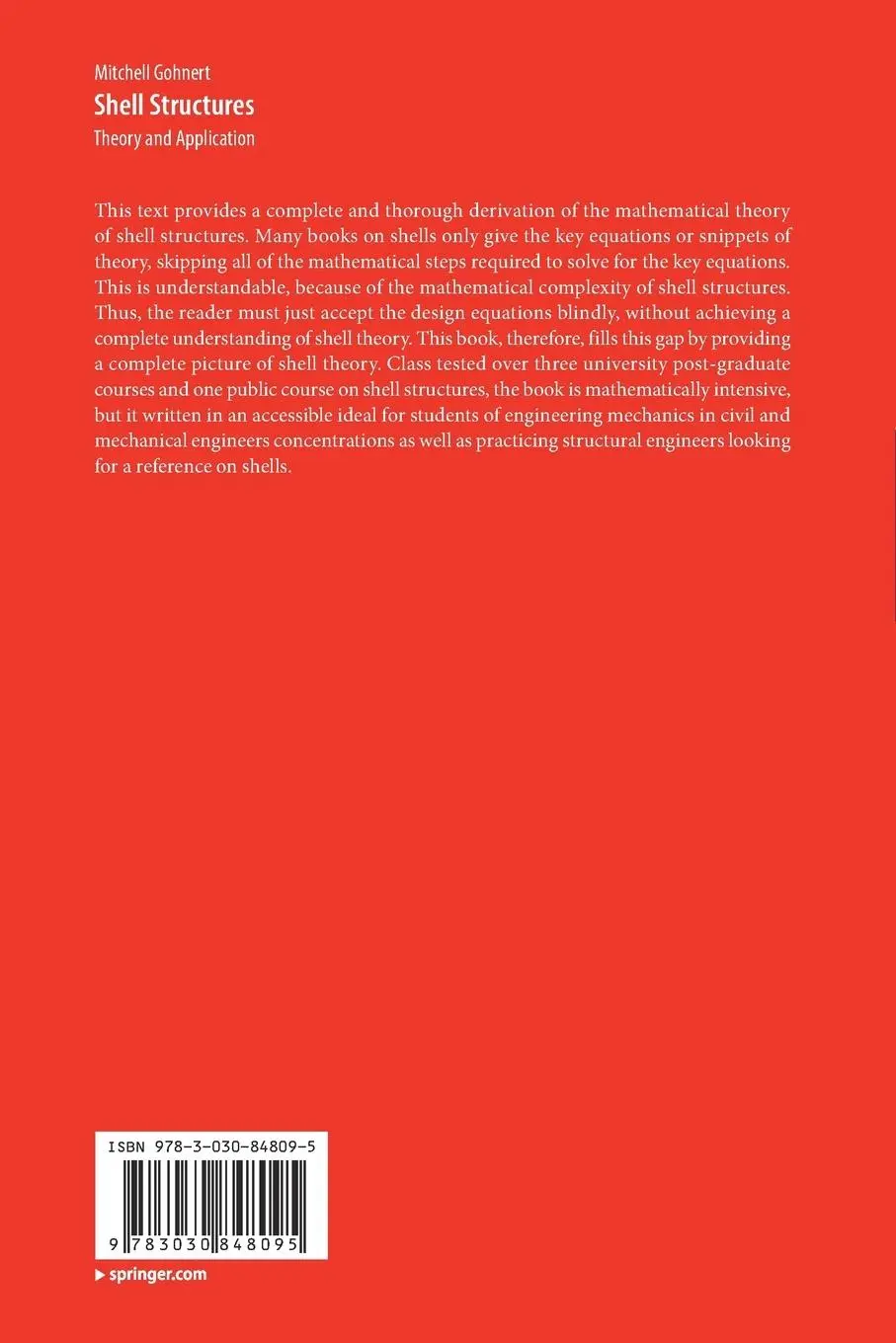 Rückseite: 9783030848095 | Shell Structures | Theory and Application | Mitchell Gohnert | Buch