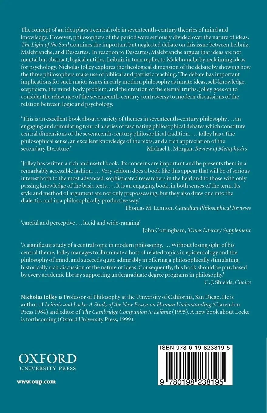 Rückseite: 9780198238195 | The Light of the Soul | Nicholas Jolley | Taschenbuch | Englisch