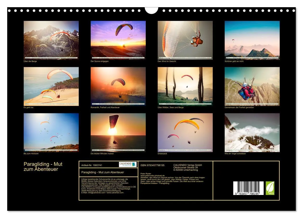 Bild: 9783457798195 | Paragliding - Mut zum Abenteuer (Wandkalender 2026 DIN A3 quer),...