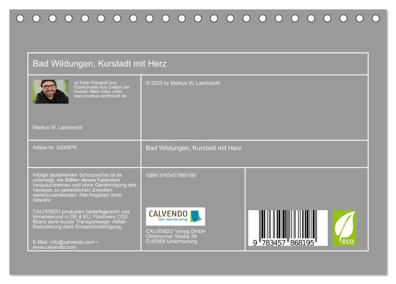 Bild: 9783457868195 | Bad Wildungen, Kurstadt mit Herz (Tischkalender 2026 DIN A5 quer),...
