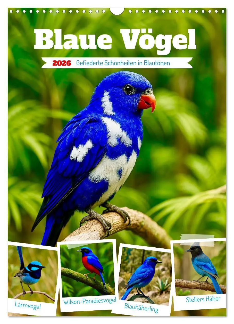 Cover: 9783516648195 | Blaue Vögel (Wandkalender 2026 DIN A3 hoch), CALVENDO Monatskalender