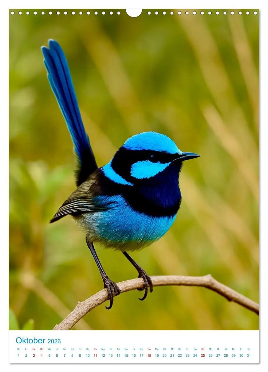 Bild: 9783516648195 | Blaue Vögel (Wandkalender 2026 DIN A3 hoch), CALVENDO Monatskalender