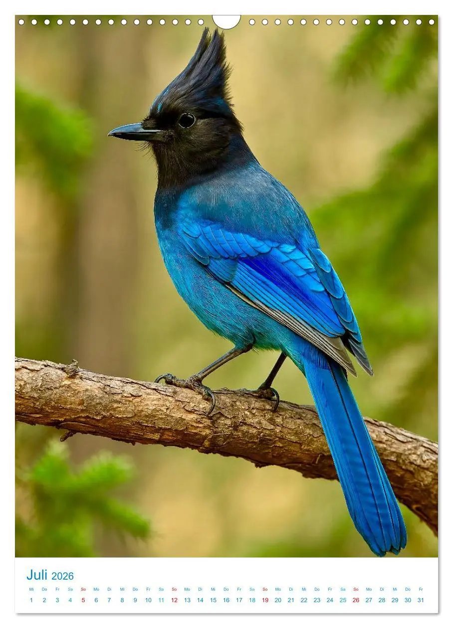 Bild: 9783516648195 | Blaue Vögel (Wandkalender 2026 DIN A3 hoch), CALVENDO Monatskalender