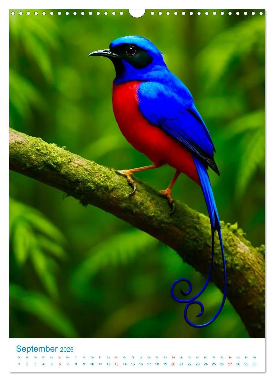 Bild: 9783516648195 | Blaue Vögel (Wandkalender 2026 DIN A3 hoch), CALVENDO Monatskalender