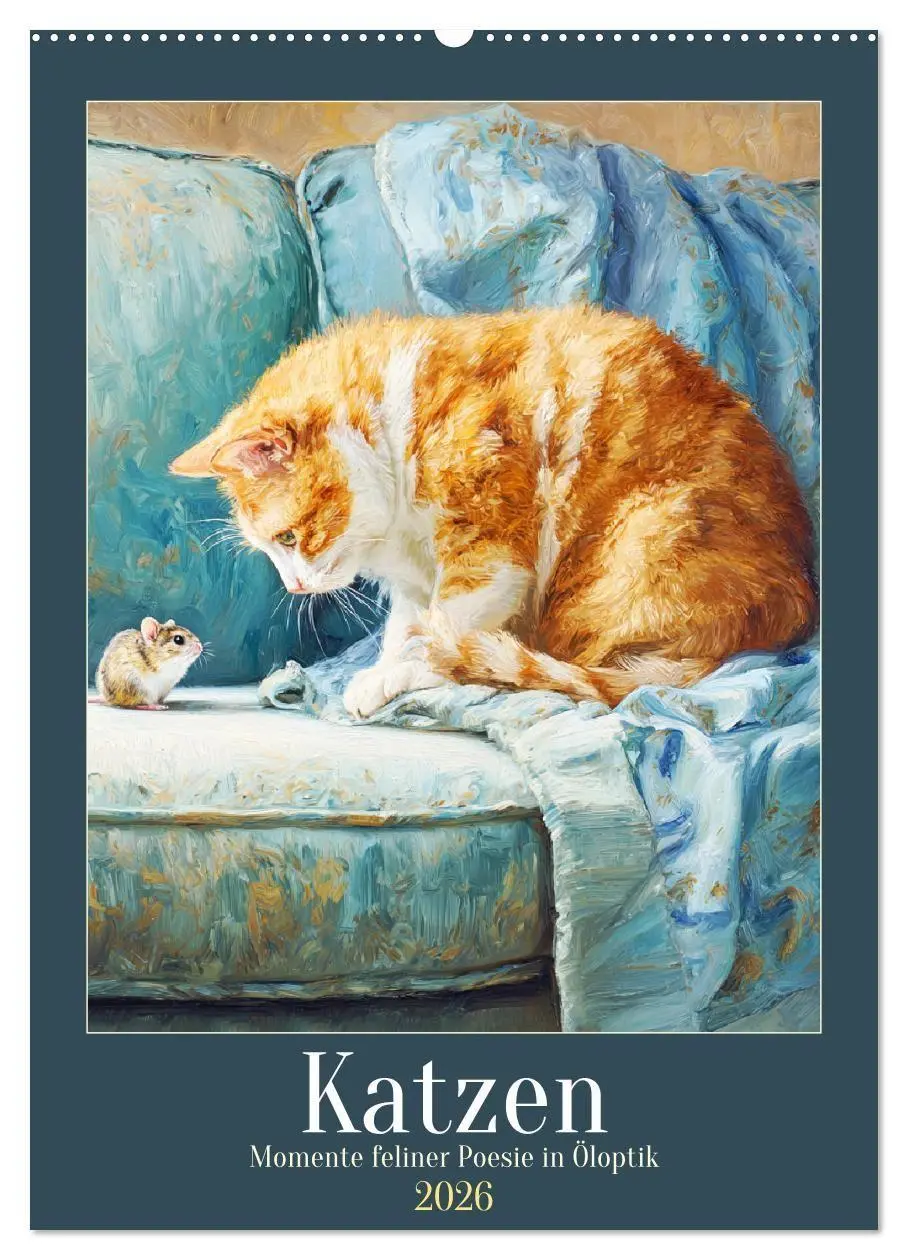Cover: 9783516718195 | Katzen. Momente feliner Poesie in Öloptik (Wandkalender 2026 DIN A2...