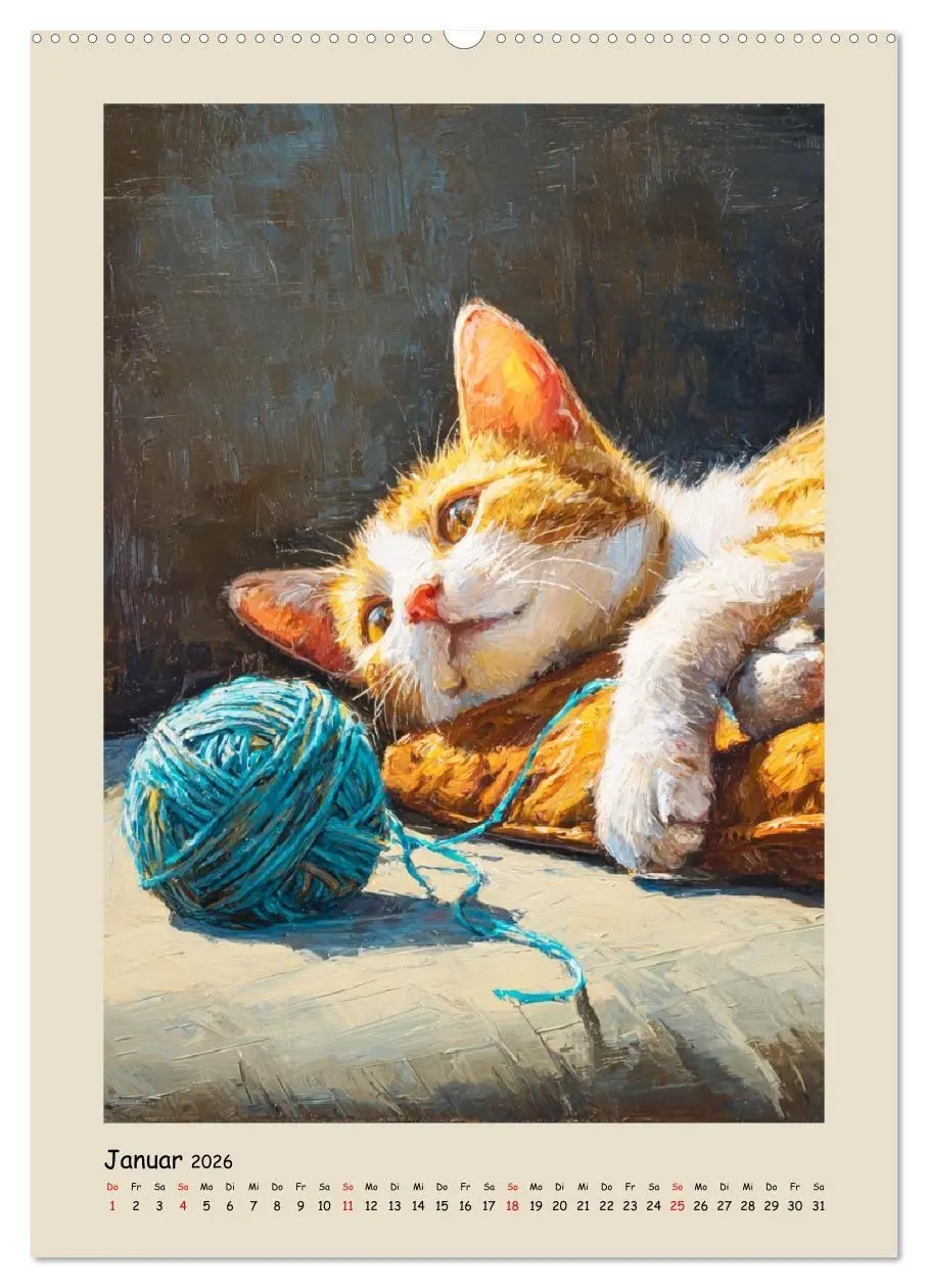 Bild: 9783516718195 | Katzen. Momente feliner Poesie in Öloptik (Wandkalender 2026 DIN A2...