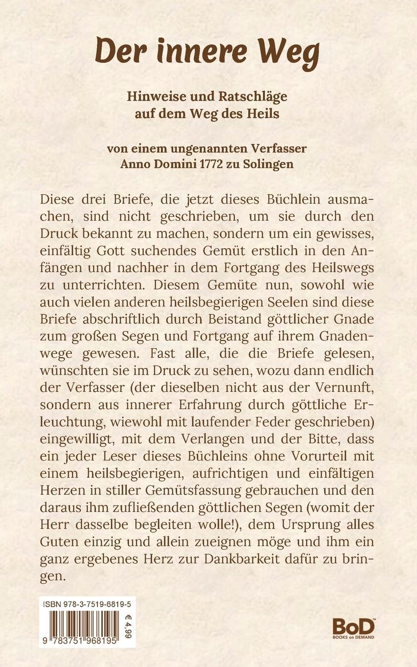 Rückseite: 9783751968195 | Der innere Weg | Klaus Kardelke | Taschenbuch | 108 S. | Deutsch