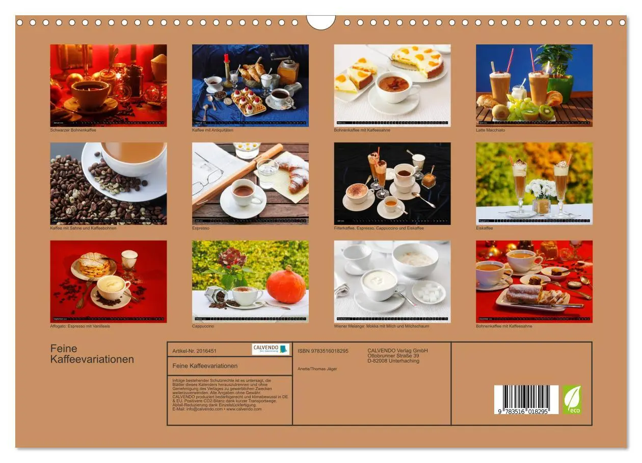 Bild: 9783516018295 | Feine Kaffeevariationen (Wandkalender 2026 DIN A3 quer), CALVENDO...